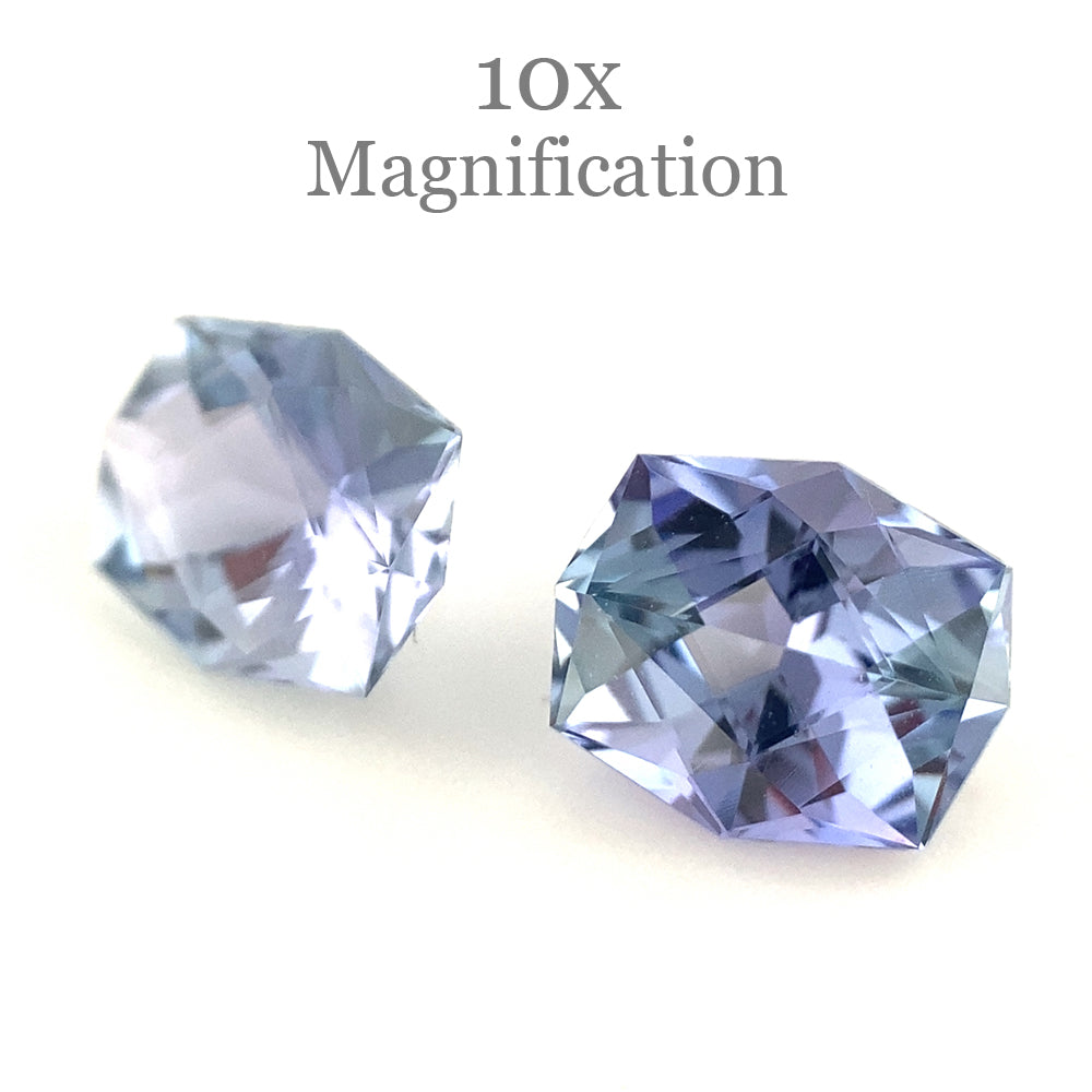 SkyJems 2.5ct Cushion Tanzanite Precision Cut Pair from Tanzania, vibrant violet-blue gemstone duo