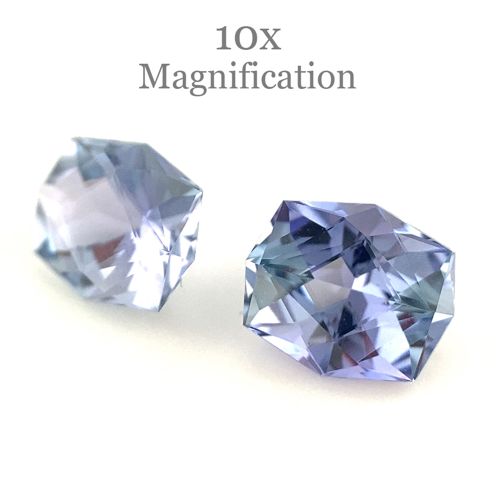 SkyJems 2.5ct Cushion Tanzanite Precision Cut Pair from Tanzania, vibrant violet-blue gemstone duo
