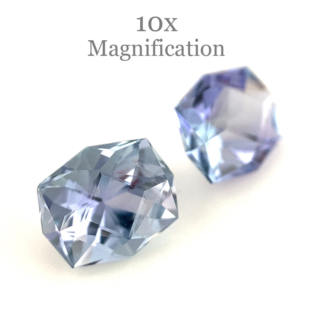SkyJems 2.5ct Cushion Tanzanite Precision Cut Pair from Tanzania, vibrant violet-blue gemstone duo