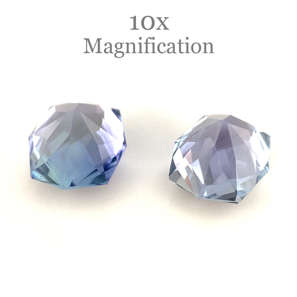 SkyJems 2.5ct Cushion Tanzanite Precision Cut Pair from Tanzania, vivid violet-blue gemstone duo