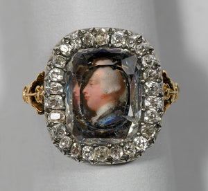 Diamond ring with a miniature portrait of George III given to Queen Charlotte
