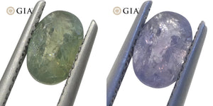 0.96ct Oval Yellowish Green to Purple Alexandrite GIA Certified Unheated