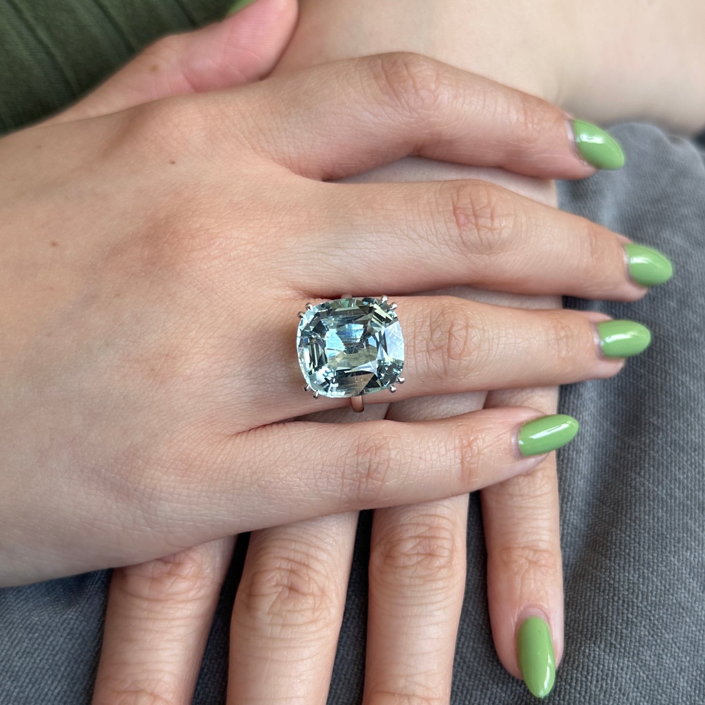 Stunning 15.46ct GIA Certified Aquamarine Cocktail/Statement Ring in 18K White Gold - Skyjems Wholesale Gemstones