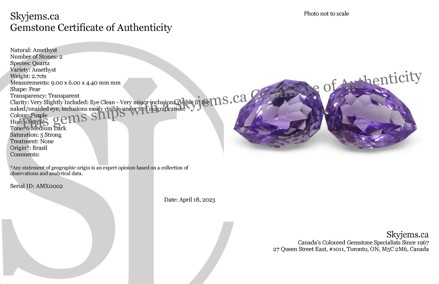 2.70ct Pear Amethyst 'Hypatia' Fantasy/Fancy Cut Pair - Skyjems Wholesale Gemstones