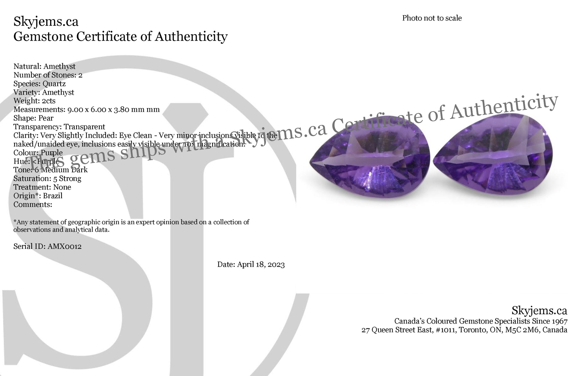 2ct Pear Amethyst 'Gloria' Fantasy/Fancy Cut Pair - Skyjems Wholesale Gemstones