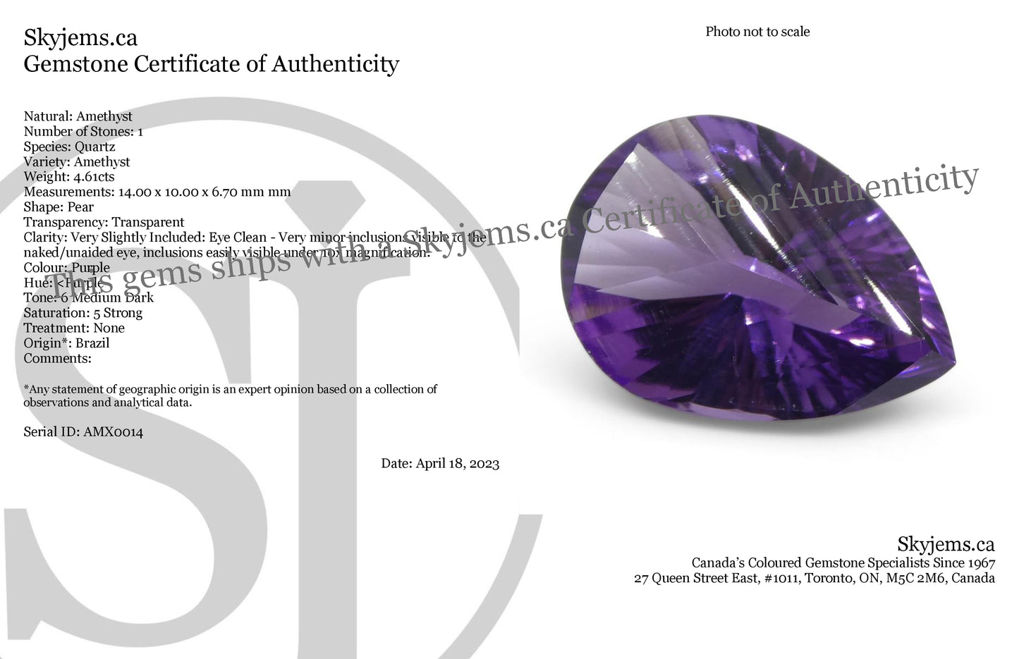 4.61ct Pear Amethyst 'Gloria' Fantasy/Fancy Cut - Skyjems Wholesale Gemstones