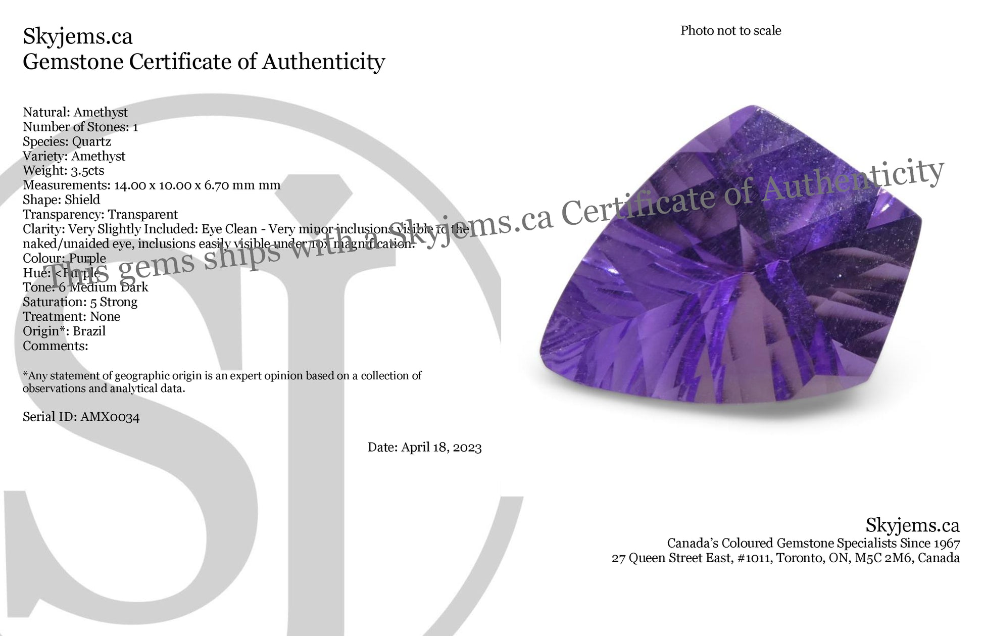 3.50ct Shield Amethyst 'Eleanor' Fantasy/Fancy Cut - Skyjems Wholesale Gemstones