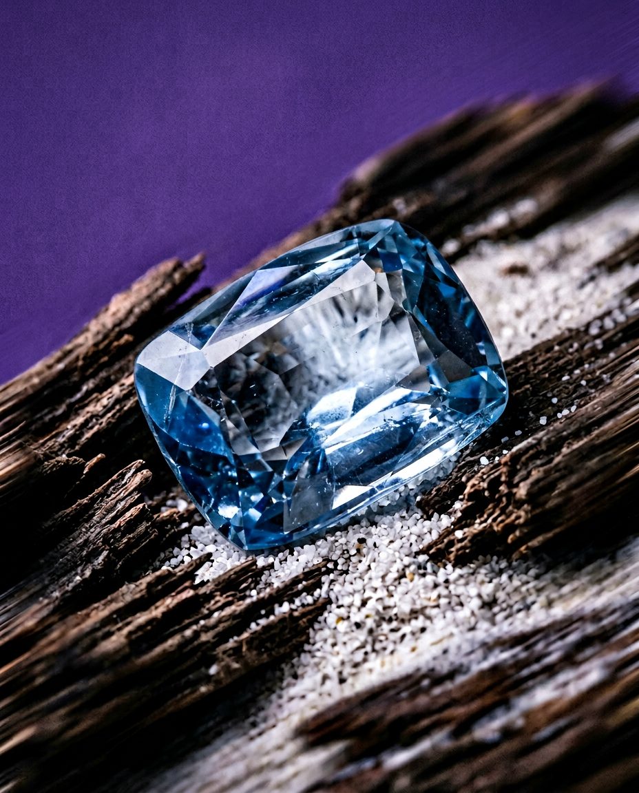 4.88ct Brazilian Blue Aquamarine Cushion Gemstone from SkyJems Rare Gem Collection