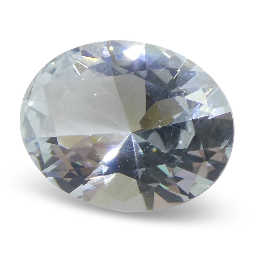 SkyJems 1.69ct Oval Blue Aquamarine from Brazil, unheated natural gemstone with brilliant cut and soft azure hue