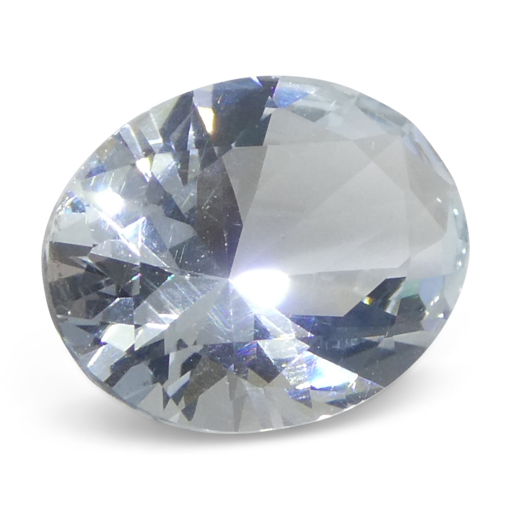 SkyJems 1.69ct Oval Blue Aquamarine from Brazil, unheated natural gemstone with brilliant cut and soft azure hue