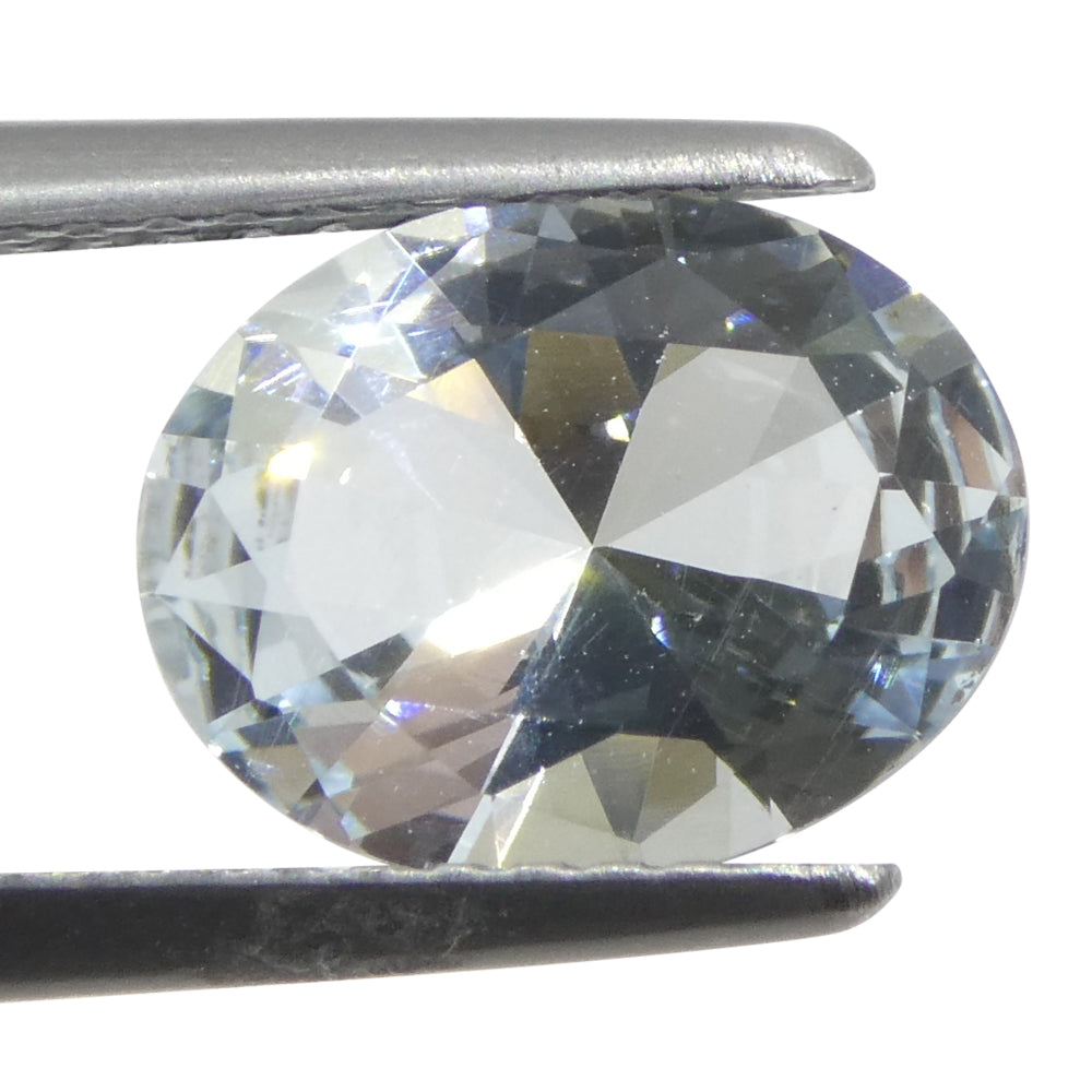 SkyJems 1.69ct Oval Blue Aquamarine from Brazil - Unheated Natural Beryl Gemstone, Brilliant Cut