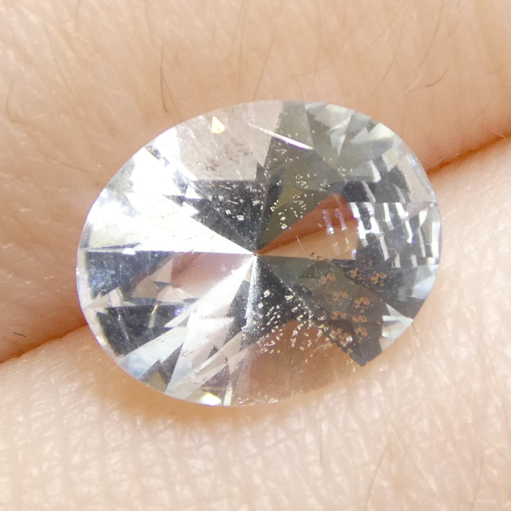SkyJems 1.73ct Oval Blue Aquamarine from Brazil, unheated natural gemstone with brilliant cut and soft blue hue