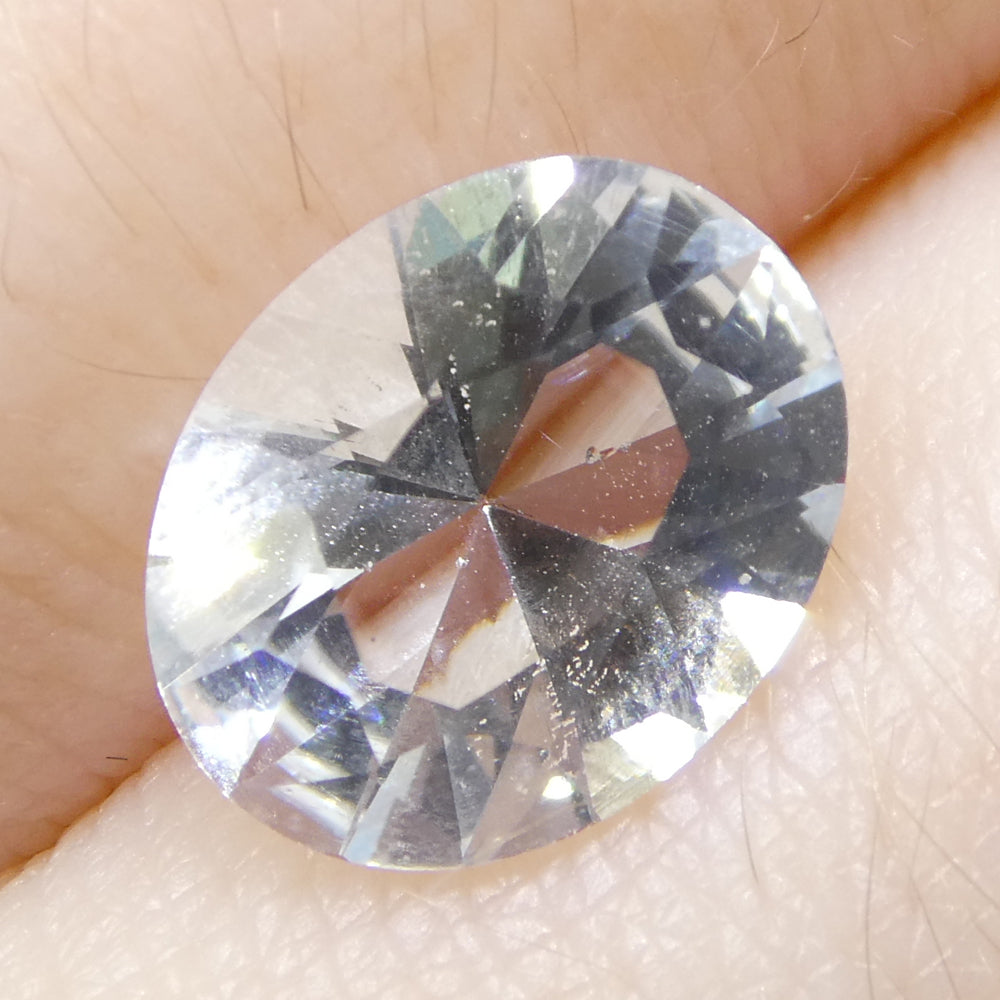 SkyJems 1.73ct Oval Blue Aquamarine from Brazil, unheated natural gemstone with brilliant cut and soft azure hue