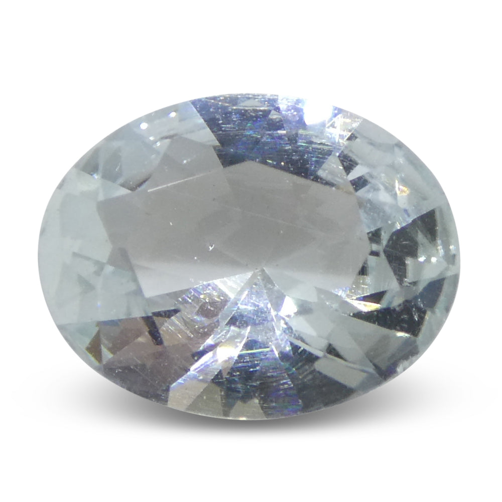 SkyJems 1.69ct Oval Blue Aquamarine from Brazil, unheated natural beryl gemstone with brilliant cut