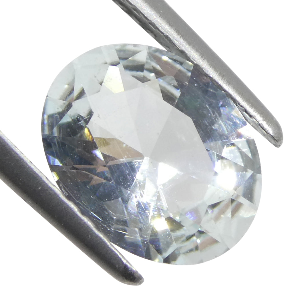 SkyJems 1.69ct Oval Blue Aquamarine from Brazil - Unheated Natural Beryl Gemstone, Brilliant Cut