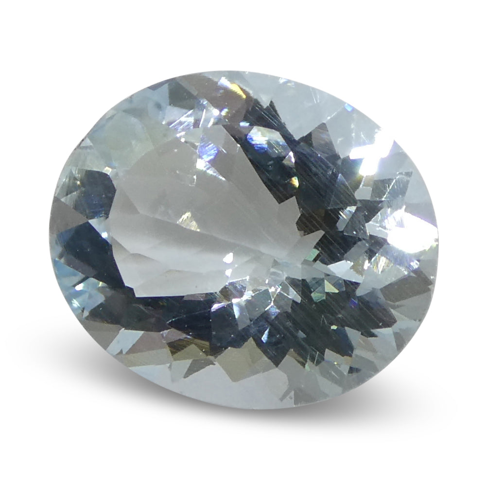 3.48ct Brazilian Blue Oval Aquamarine from SkyJems - Unheated Natural Beryl Gemstone with Brilliant Cut