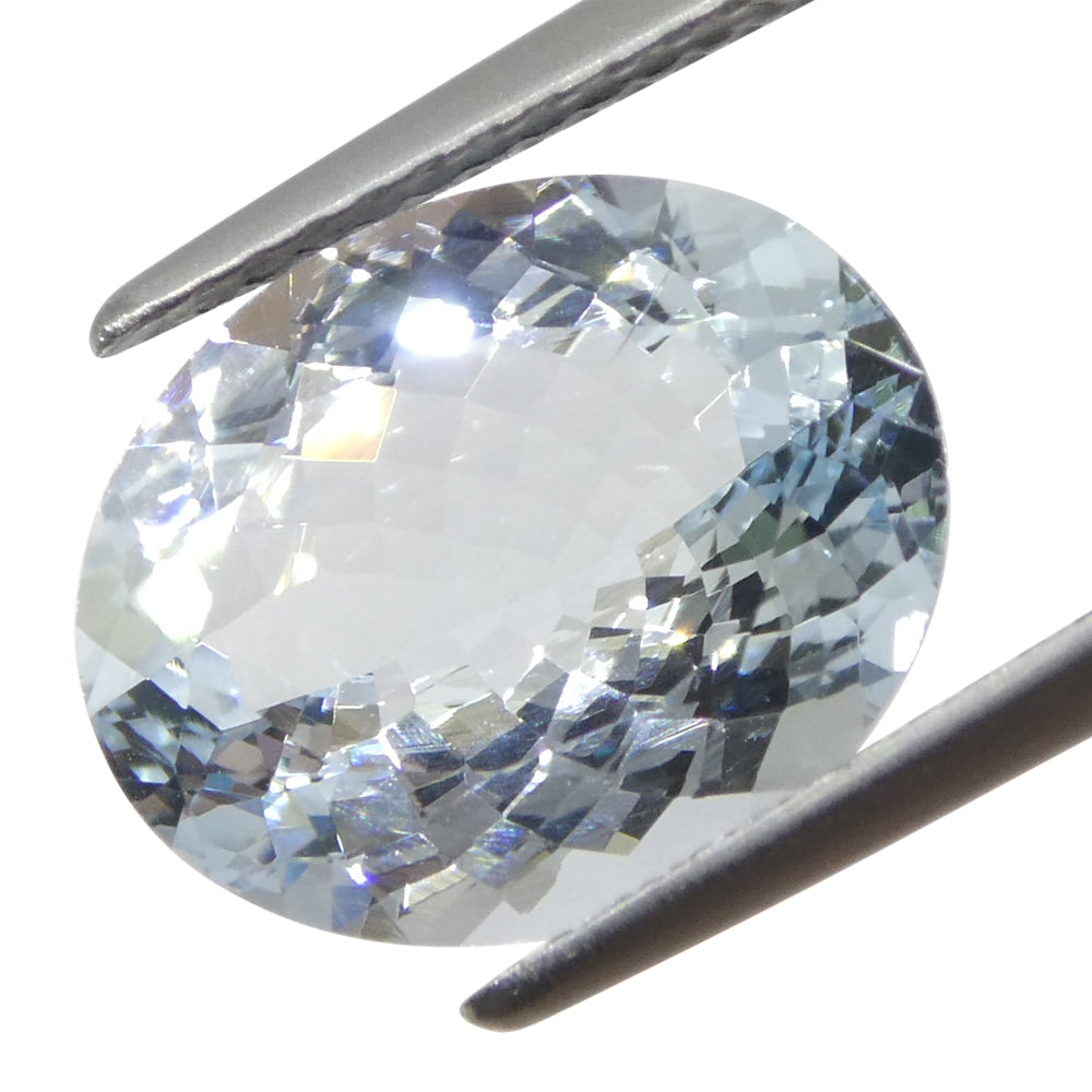 3.84ct Oval Blue Aquamarine from Brazil Unheated - Skyjems Wholesale Gemstones