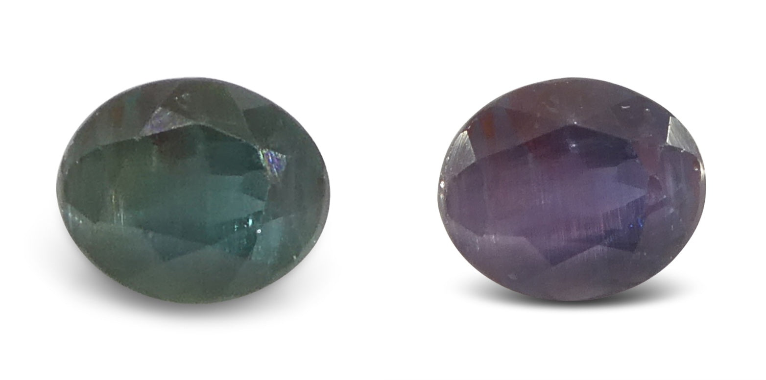 0.58ct Oval Bluish Green to Pinkish Purple Alexandrite from India