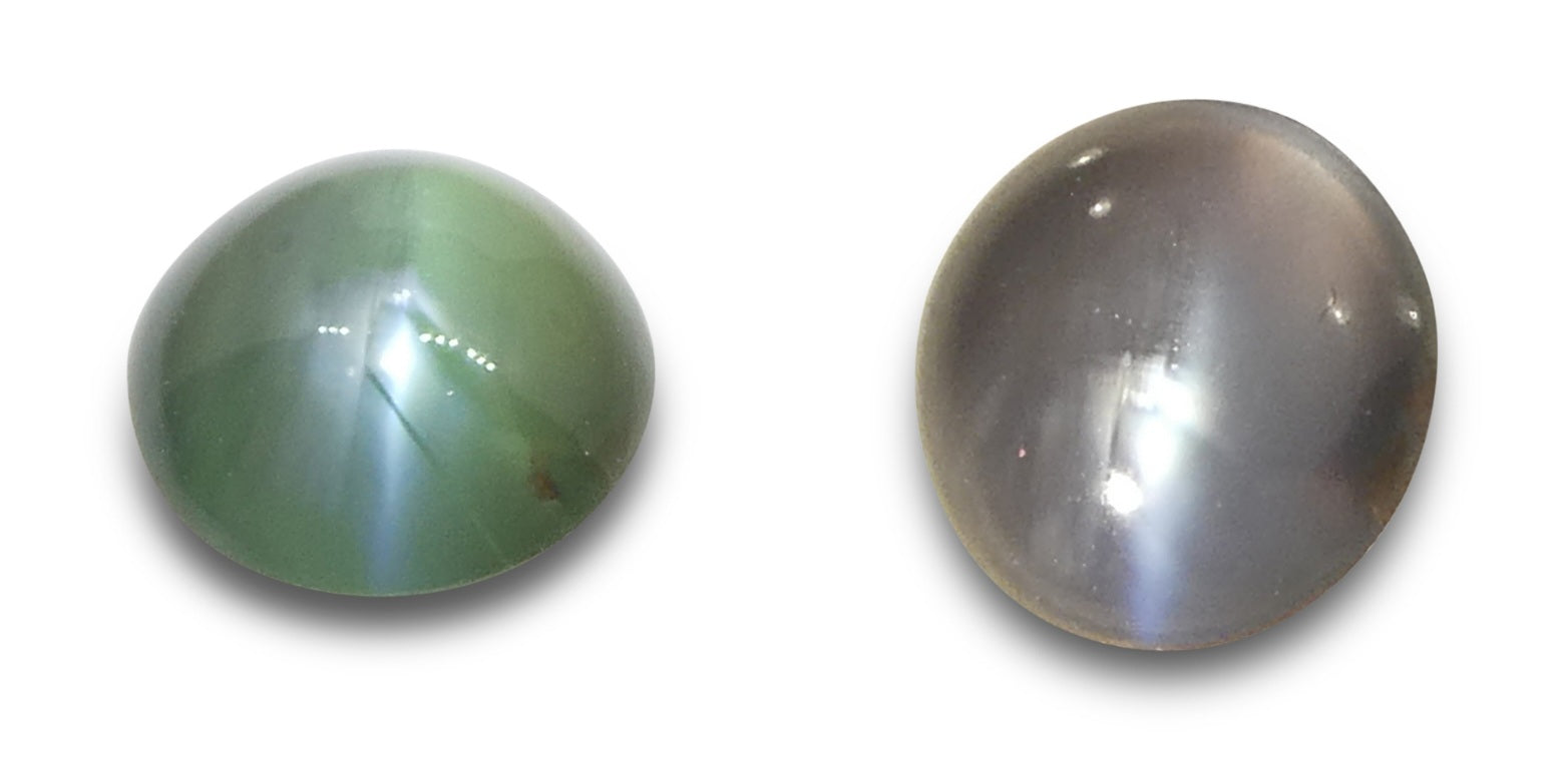 0.85ct Round Cabochon Yellowish Green to Pink-Purple Cat's Eye Alexandrite from India