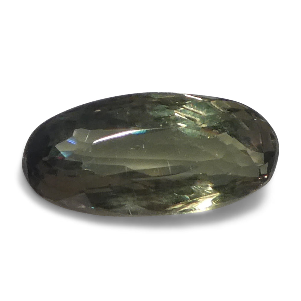 0.83ct Oval Yellowish Green to Yellowish Brown Alexandrite from Sri Lanka, Unheated - Skyjems Wholesale Gemstones