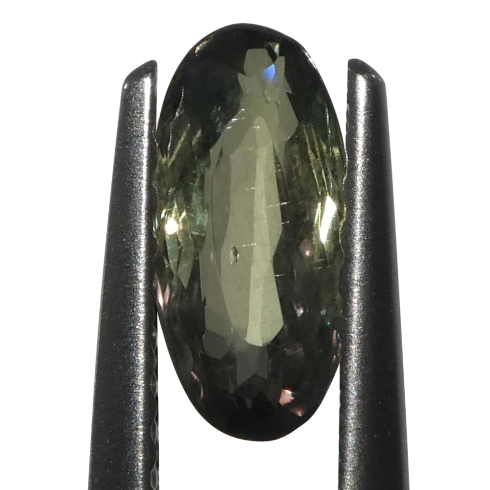 0.83ct Oval Yellowish Green to Yellowish Brown Alexandrite from Sri Lanka, Unheated - Skyjems Wholesale Gemstones