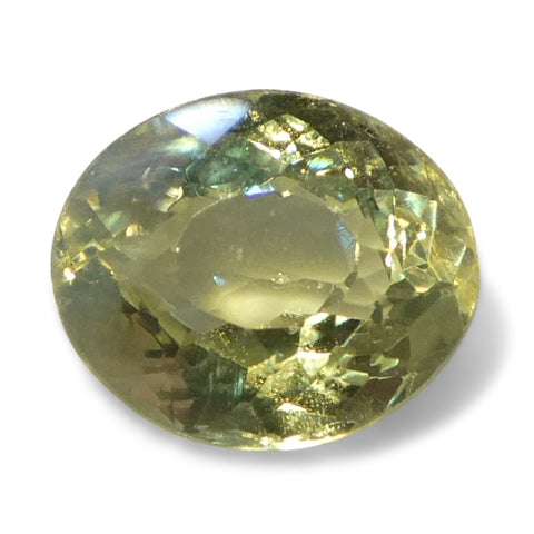 0.9ct Oval Yellowish Green to Greenish Yellow Alexandrite from Sri Lanka, Unheated