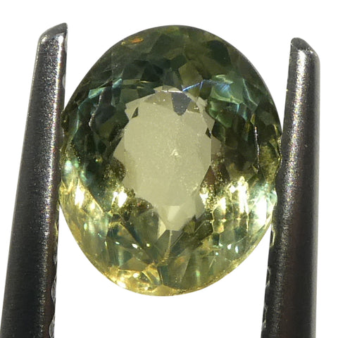 0.9ct Oval Yellowish Green to Greenish Yellow Alexandrite from Sri Lanka, Unheated