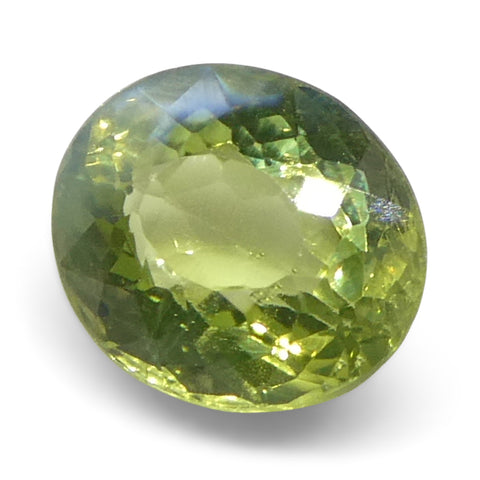 0.9ct Oval Yellowish Green to Greenish Yellow Alexandrite from Sri Lanka, Unheated