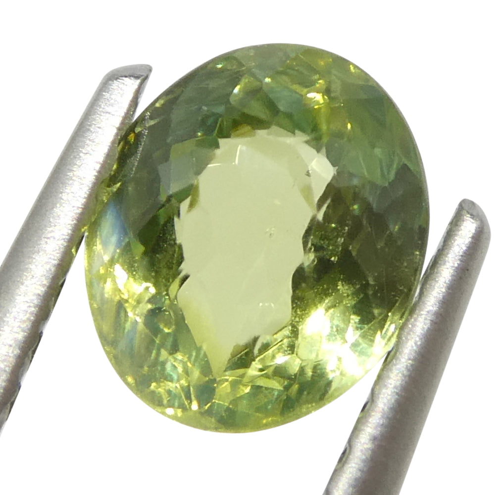 0.9ct Oval Yellowish Green to Greenish Yellow Alexandrite from Sri Lanka, Unheated - Skyjems Wholesale Gemstones