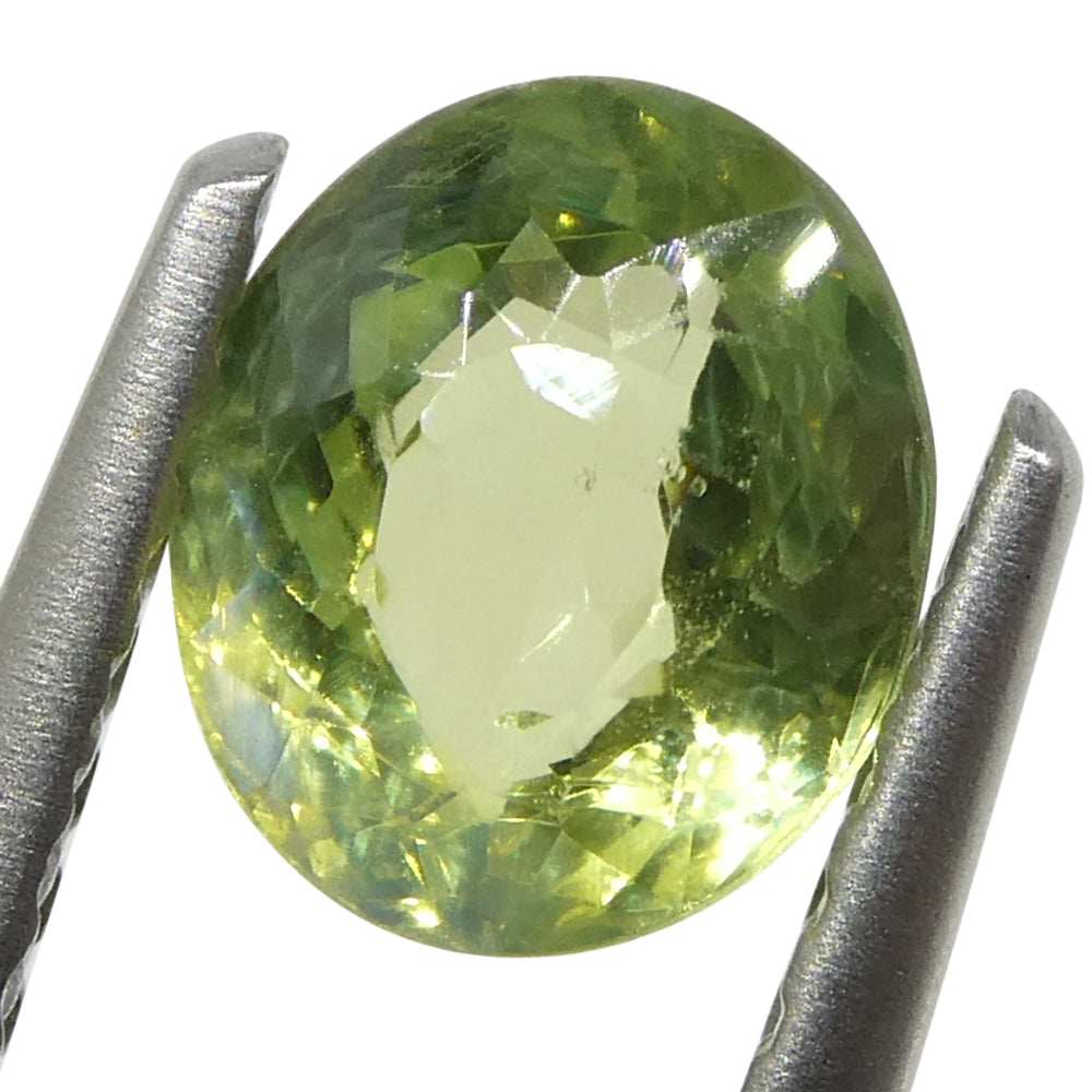 0.9ct Oval Yellowish Green to Greenish Yellow Alexandrite from Sri Lanka, Unheated - Skyjems Wholesale Gemstones