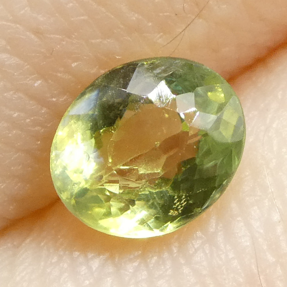 0.9ct Oval Yellowish Green to Greenish Yellow Alexandrite from Sri Lanka, Unheated - Skyjems Wholesale Gemstones