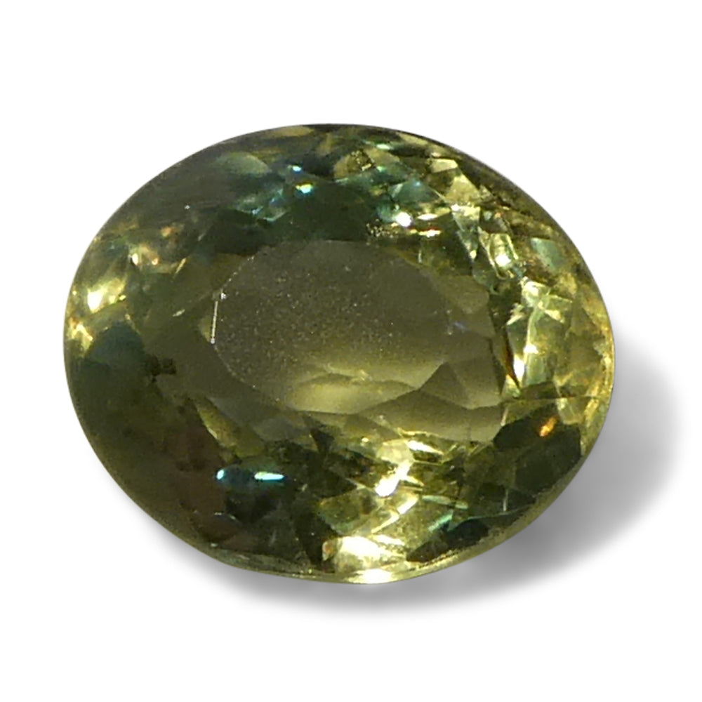 0.9ct Oval Yellowish Green to Greenish Yellow Alexandrite from Sri Lanka, Unheated - Skyjems Wholesale Gemstones