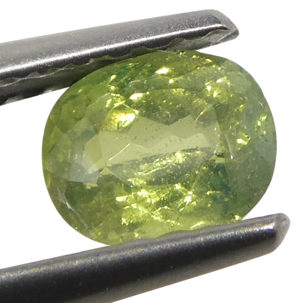 0.6ct Oval Yellowish Green to Greenish Yellow Alexandrite from Sri Lanka, Unheated - Skyjems Wholesale Gemstones