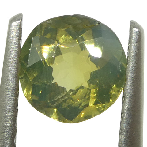 0.63ct Round Yellowish Green to Yellowish Brown Alexandrite from Sri Lanka, Unheated