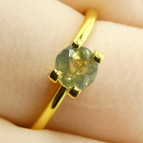 0.63ct Round Yellowish Green to Yellowish Brown Alexandrite from Sri Lanka, Unheated