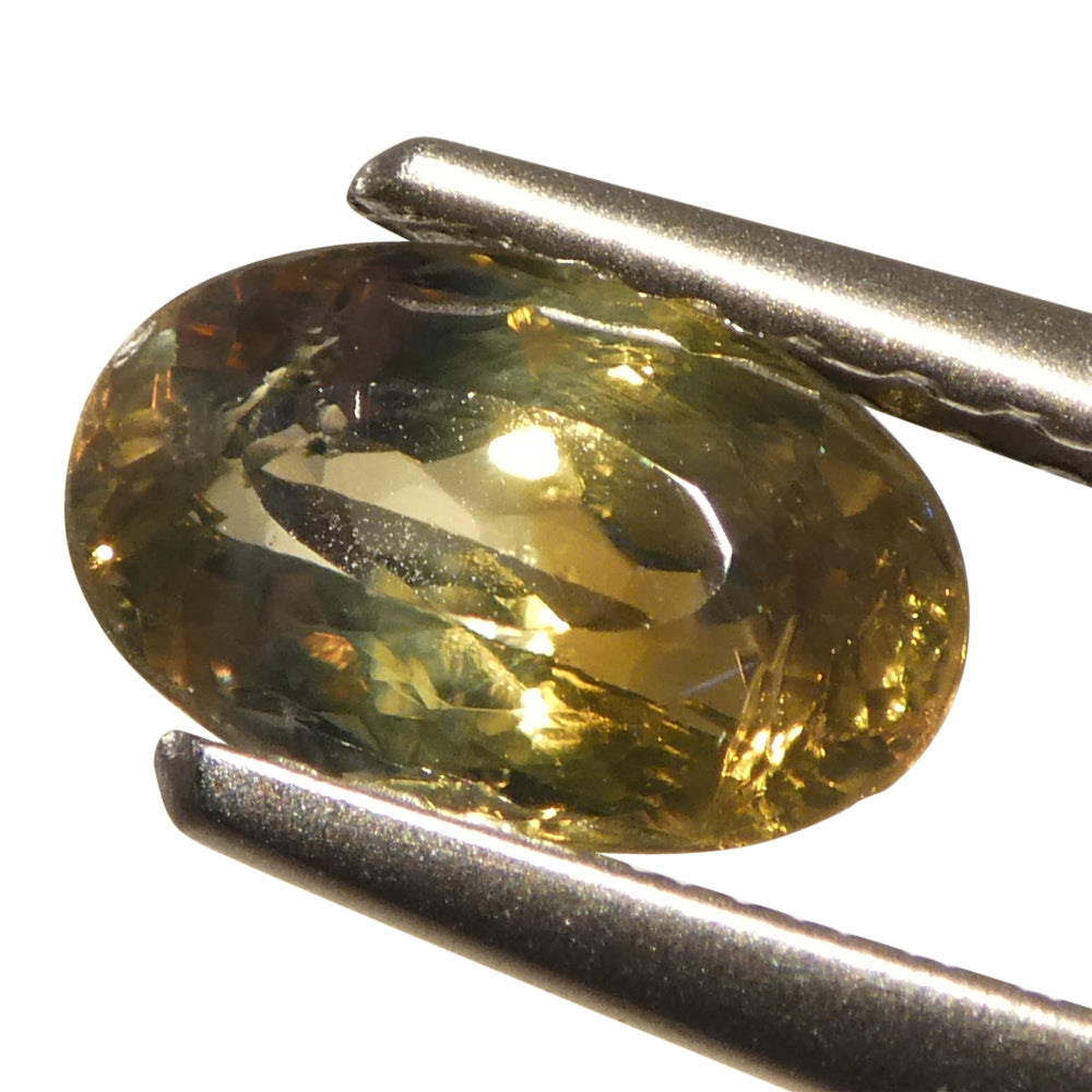 1.02ct Oval Yellowish Green to Yellowish Brown Alexandrite from Sri Lanka, Unheated - Skyjems Wholesale Gemstones