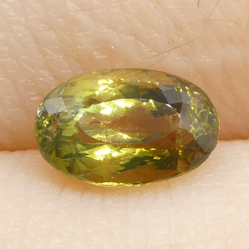 1.02ct Oval Yellowish Green to Yellowish Brown Alexandrite from Sri Lanka, Unheated - Skyjems Wholesale Gemstones