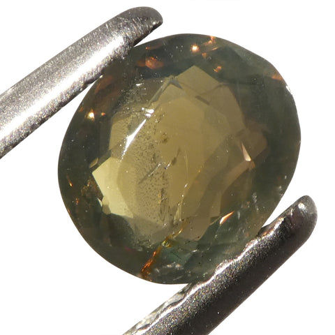 0.64ct Oval Yellowish Green to Yellowish Brown Alexandrite from Sri Lanka, Unheated