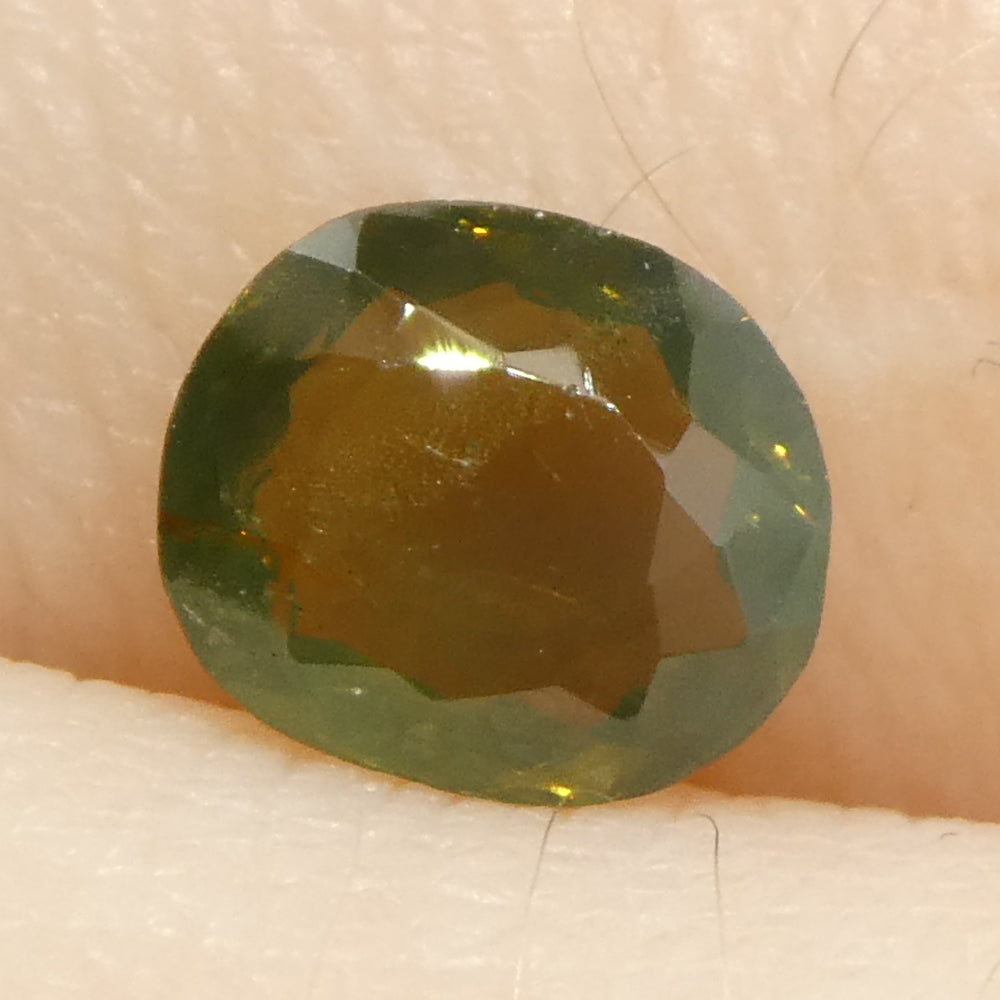 0.64ct Oval Yellowish Green to Yellowish Brown Alexandrite from Sri Lanka, Unheated - Skyjems Wholesale Gemstones