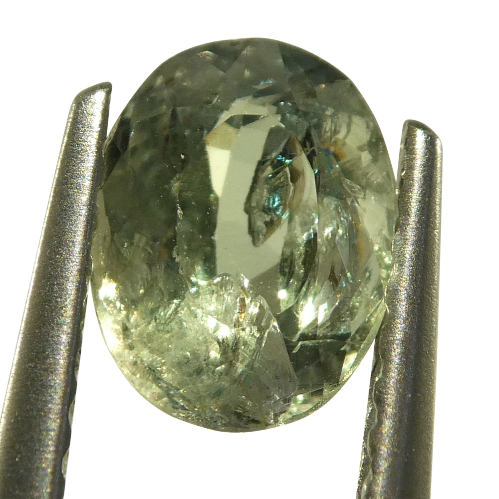 0.96ct Oval Yellowish Green to Greenish Yellow Alexandrite from Brazil, Unheated - Skyjems Wholesale Gemstones