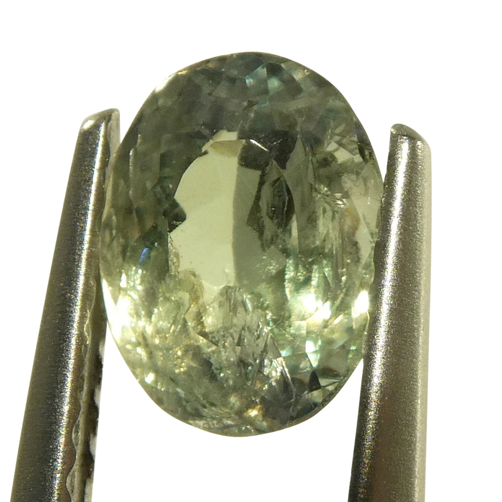 0.96ct Oval Yellowish Green to Greenish Yellow Alexandrite from Brazil, Unheated - Skyjems Wholesale Gemstones