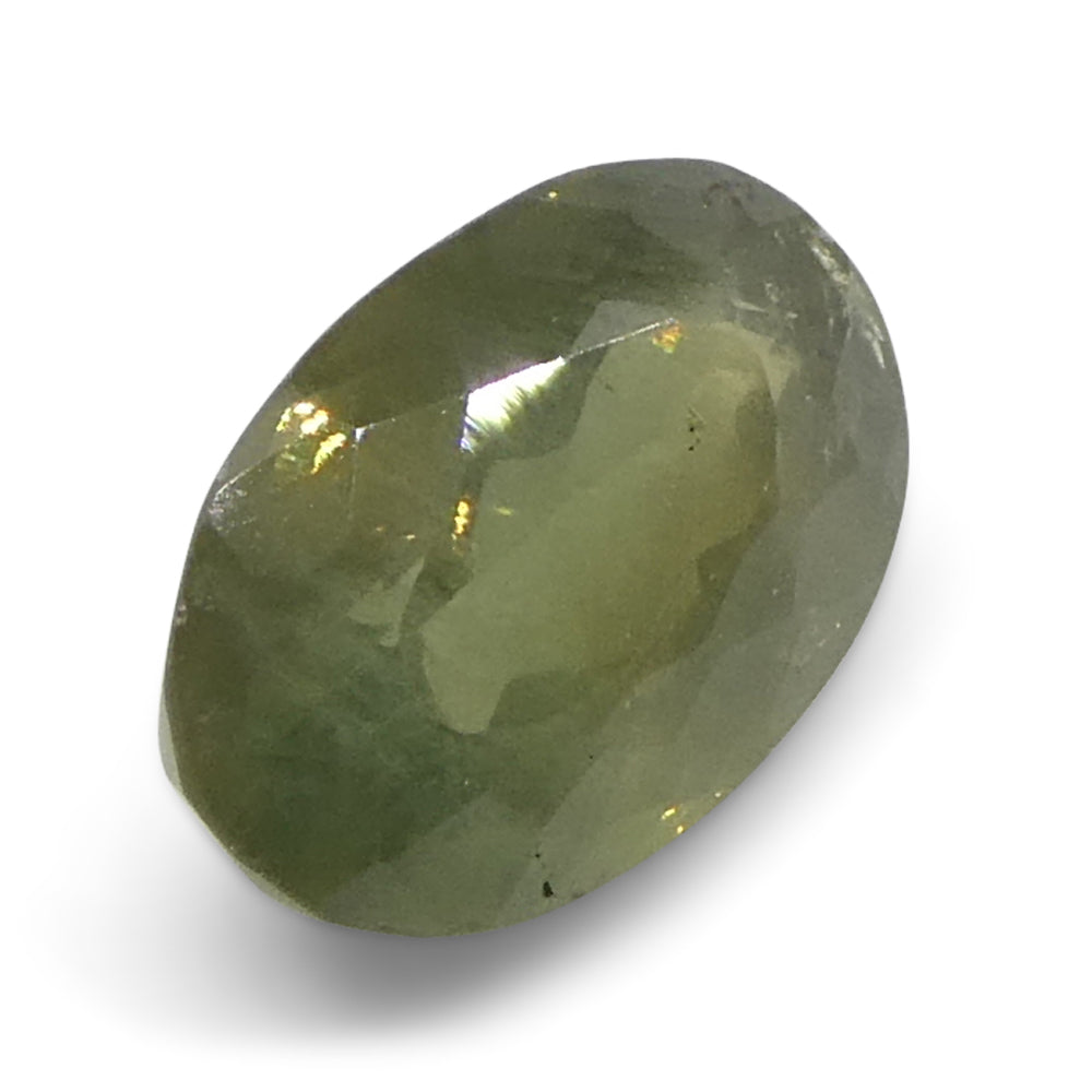 0.99ct Oval Yellowish Green to Yellowish Brown Alexandrite from Brazil, Unheated - Skyjems Wholesale Gemstones