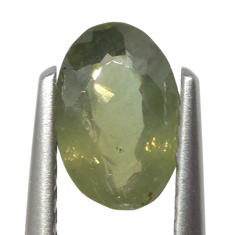 0.99ct Oval Yellowish Green to Yellowish Brown Alexandrite from Brazil, Unheated - Skyjems Wholesale Gemstones