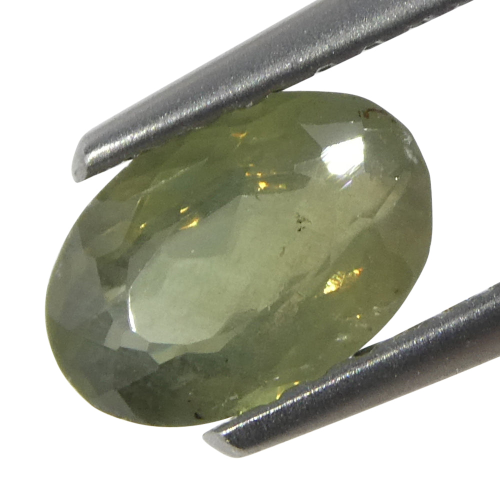 0.99ct Oval Yellowish Green to Yellowish Brown Alexandrite from Brazil, Unheated - Skyjems Wholesale Gemstones