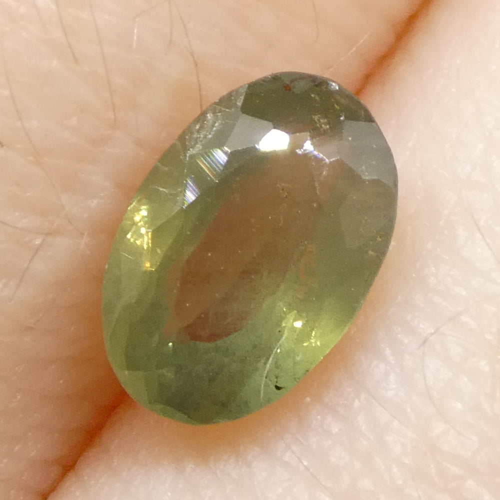 0.99ct Oval Yellowish Green to Yellowish Brown Alexandrite from Brazil, Unheated - Skyjems Wholesale Gemstones