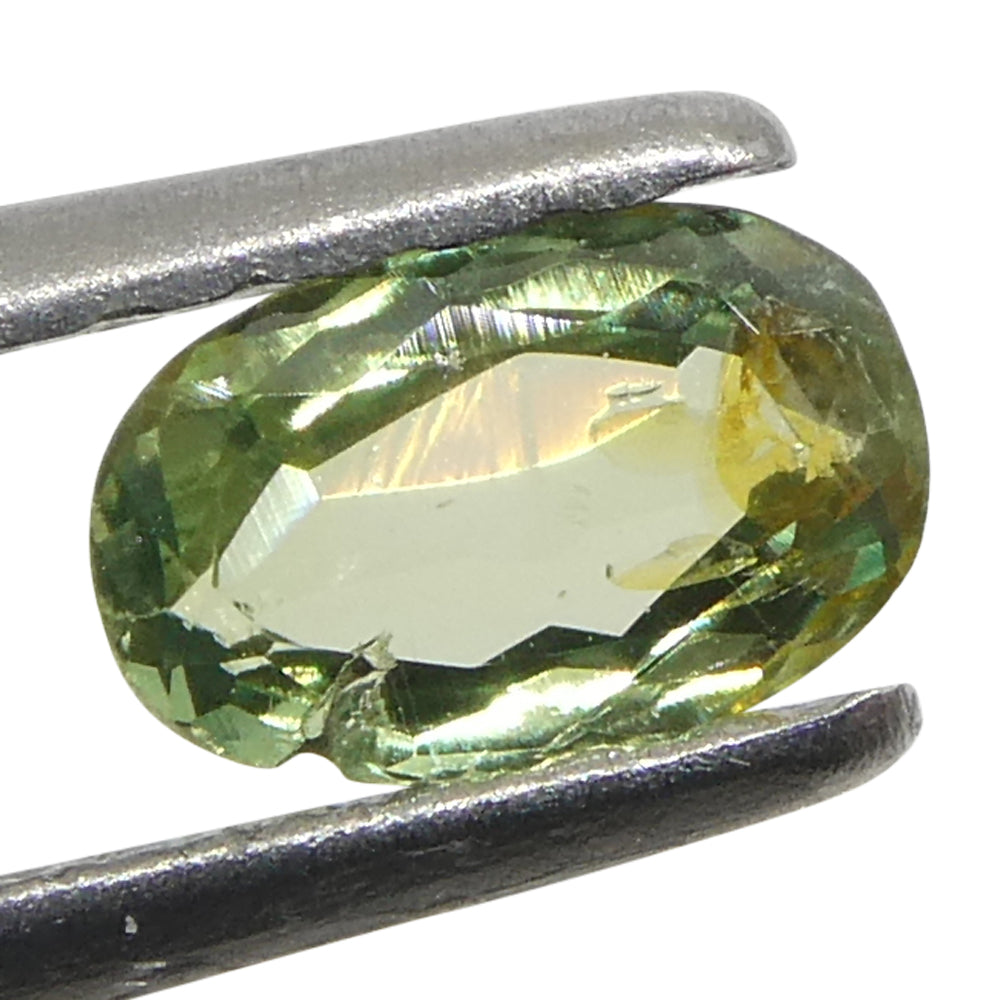 0.25ct Oval Yellowish Green to Greyish Purple Alexandrite from Brazil, Unheated - Skyjems Wholesale Gemstones