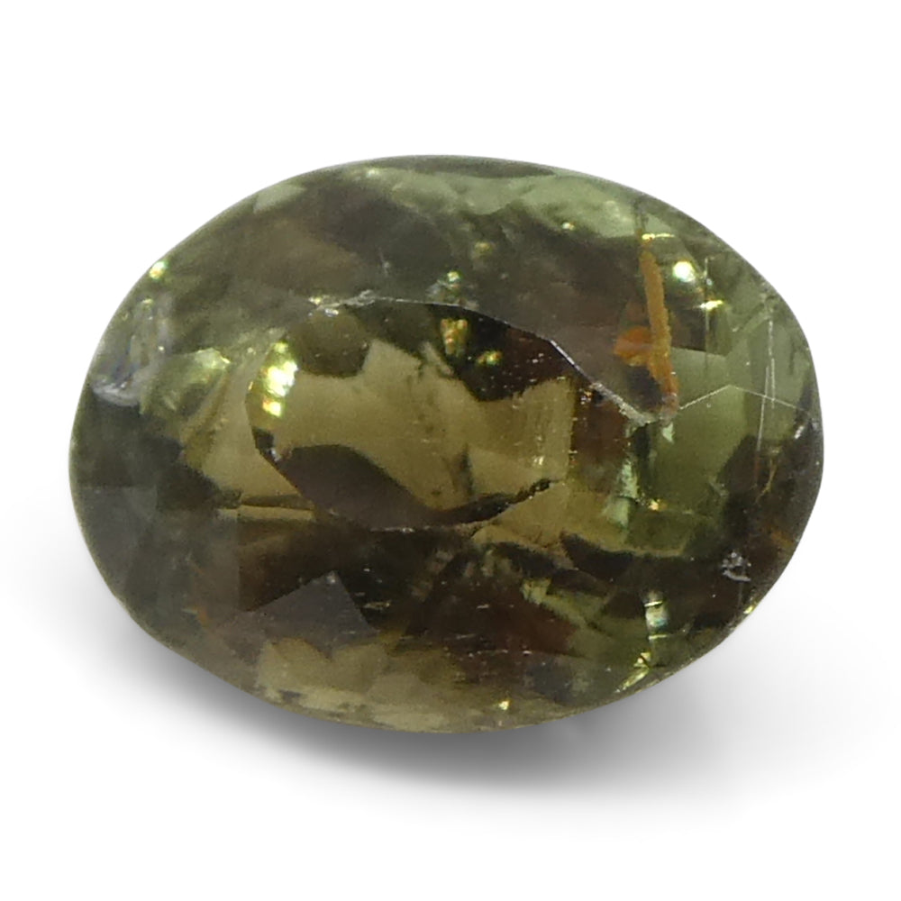 0.65ct Oval Greenish Yellow changing to Purple Alexandrite from Sri Lanka, Unheated - Skyjems Wholesale Gemstones