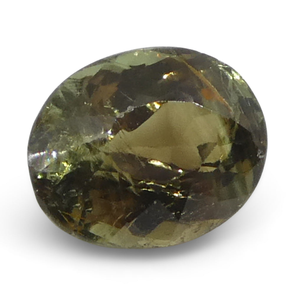 0.65ct Oval Greenish Yellow changing to Purple Alexandrite from Sri Lanka, Unheated - Skyjems Wholesale Gemstones