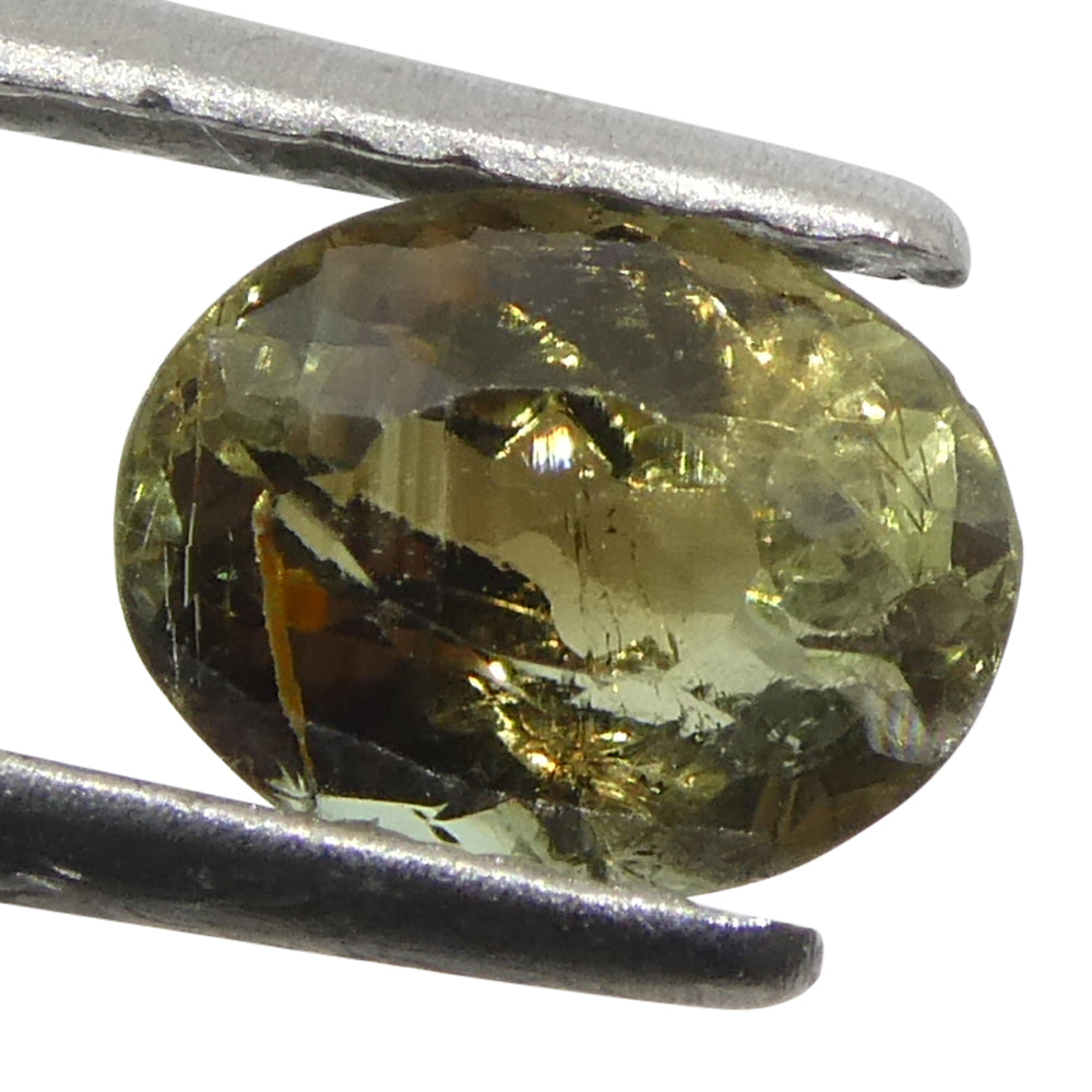 0.65ct Oval Greenish Yellow changing to Purple Alexandrite from Sri Lanka, Unheated - Skyjems Wholesale Gemstones