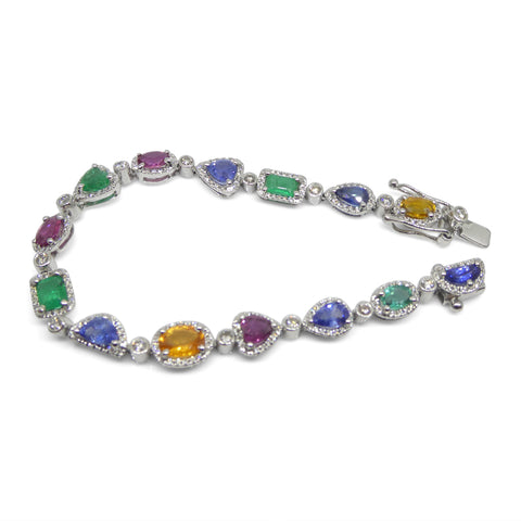 7.80ct Ruby, Emerald, Sapphire, Diamond Bracelet 6.50
